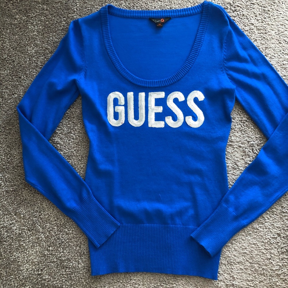 SOLD//SOLD//Guess Sweater Blue Logo XS BRAND NEW